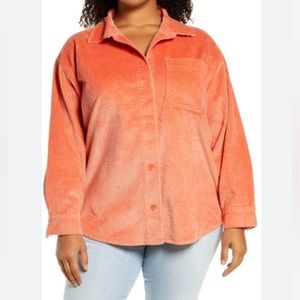 BP Nordstrom Corduroy Shacket Shirt Jacket Coral Apricot Size XL